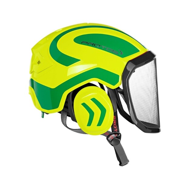 Pfanner Protos Integral ARBORIST Helmet - Neon Yellow and Green
